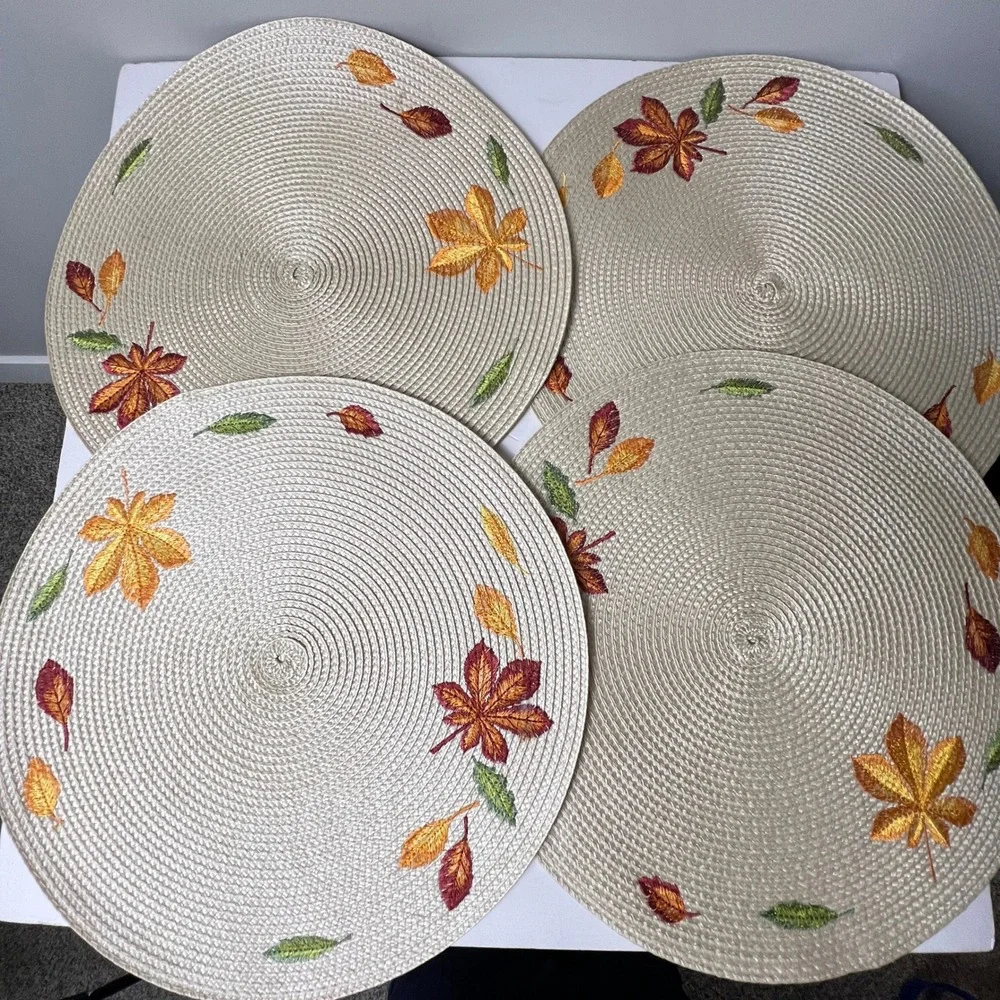 Embroidered Fall Harvest Placemats Set of 4 15